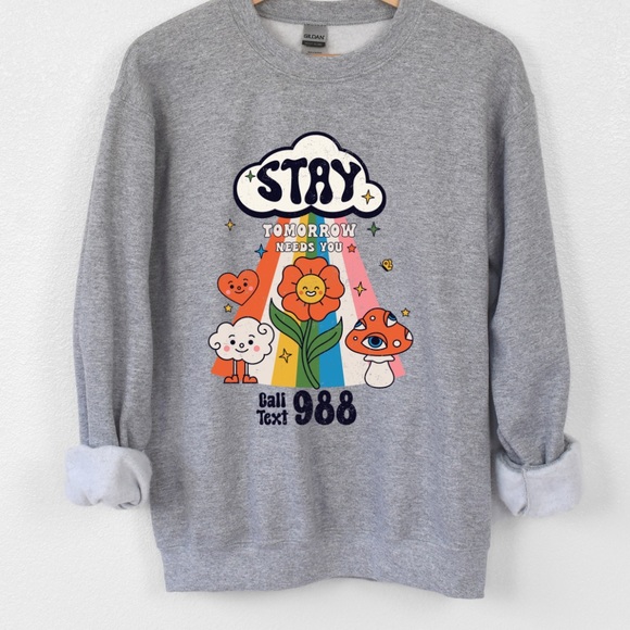 Stay mental health graphic raglan crewneck sweatshirt size XL - Picture 4 of 10